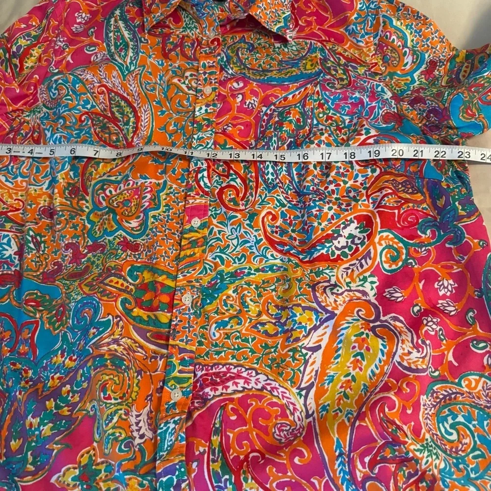 Lauren Ralph Lauren Womens Size 1X Vibrant Paisley 3/4 Sleeve Lightweight Blouse - Picture 7 of 8